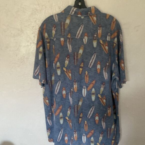 Johnston & Murphy Men's XL 1/4 Button Short Sleeve Surf Scene Polo - Picture 2 of 5